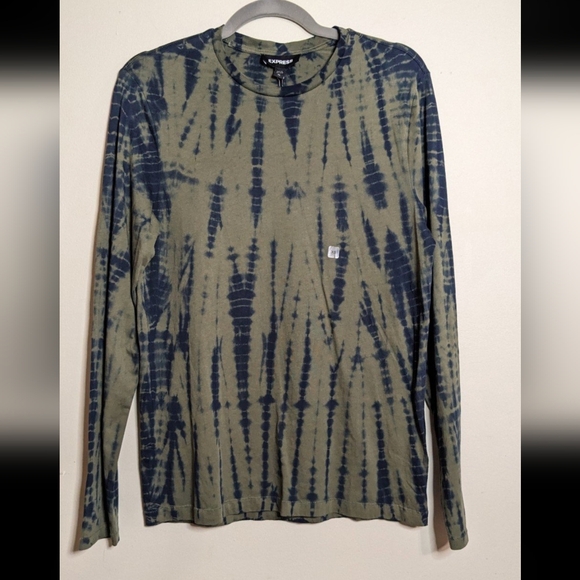 Express Tops - Express Women's Long Sleeve Tie Dye Green Navy Shirt Size: XS